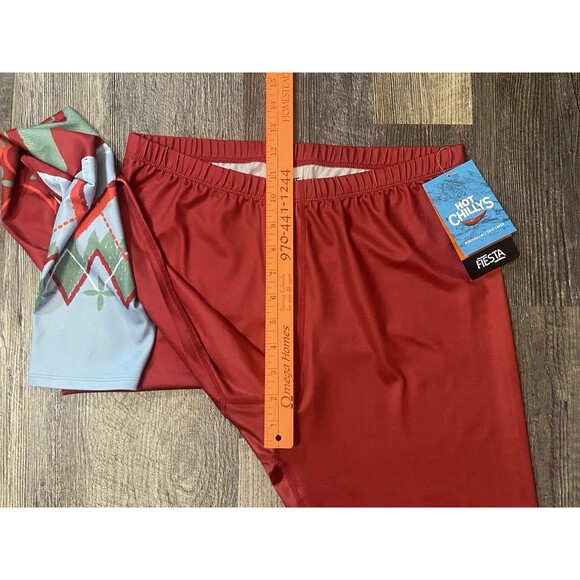 NWT Hot Chillys Micro Elite Chamois Leggings Frost Flower Red Women’s Large New - Picture 12 of 13